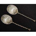 Pair of Victorian sterling silver serving spoons