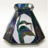 Vintage lead light glass "Kingfisher" lamp shade