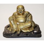 Large brass seated 'Laughing Buddha'
