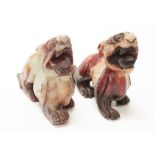 Near pair Chinese carved stone mythical beasts