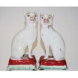 Two Victorian Staffordshire seated cats