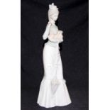 Large Lladro young lady holding a dog & umbrella