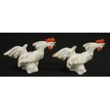 Pair Russian ceramic cockerel figures