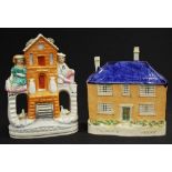 Two Victorian Staffordshire ceramic cottages