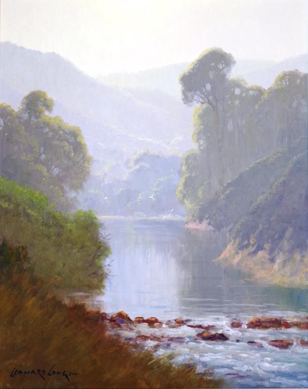 Leonard Long (1911-2013) "Foggy Morn Geehi River"