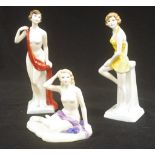 Three Royal Doulton Bathers figures