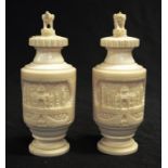 Pair of Indian carved ivory salt & pepper shakers