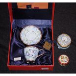 Two various Halcyon Days enamel trinket boxes