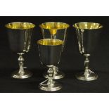 Four Mexican sterling silver stemmed goblets