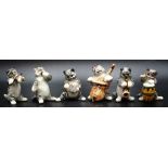 Six Wade pottery cat band figurines