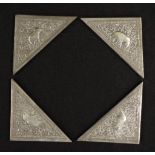Four Indian silver frame corners