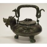 Antique bronze dragon head & scorpios altar pot