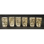 Set five silver encased shot glasses