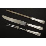 Three piece Mappin & Webb silver plate carving set