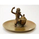 Victorian brass commemorative figural inkwell