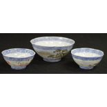 Three Chinese eggshell ceramic bowls