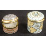Two English enamel lidded trinket boxes
