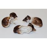 Three Royal Doulton brown & white cat figures