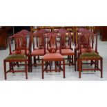 Eleven Georgian style dining chairs