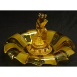 Rare vintage amber glass decorated float bowl