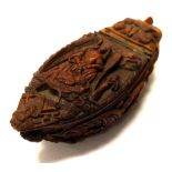 19th century carved Coquilla nut snuff box