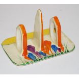 Clarice Cliff Bizarre Crocus toast rack