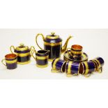 Limoges cobalt blue & gilt coffee set