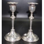 George V pair sterling silver candlesticks