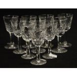 Ten Waterford crystal "Lismore" Sherry glasses