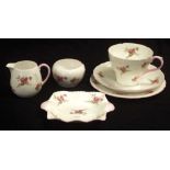 Six Shelley Bridal Rose tea items