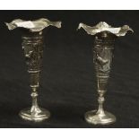 Two silver trumpet vases