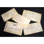 Five Colonial bank bills of exchange