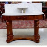 Victorian walnut marble top washstand