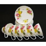 Set Six Shelley 'Begonia' coffee cups & saucers