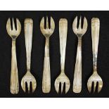 Set six Continental gilded silver oyster forks