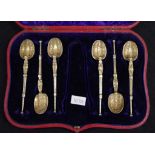 Cased set George V sterling silver apostles spoons