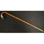 Antique sterling silver dogs handle walking stick