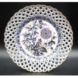 Meissen pierced blue & white floral display plate