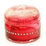 Victorian Mary Gregory ruby glass trinket box