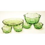 Six Villeroy & Boch green glass serving bowls