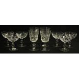 Ten various cut crystal stemmed glasses