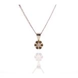 Diamond and 14ct white gold pendant and chain