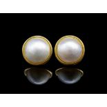 Mabe pearl and 18ct yellow gold stud earrings