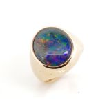 Opal triplet and 9ct yellow gold ring