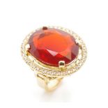 A large Fire opal and 18ct yellow gold ring
