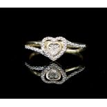 Diamond heart and 9ct yellow gold ring