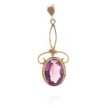 Art nouveau 9ct rose gold and amethyst pendant