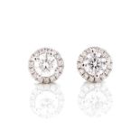 Diamond set 18ct white gold stud earrings