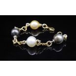 South Sea pearl and 18ct two tone gold bracelet
