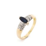 Sapphire and diamond set 18ct yellow gold ring